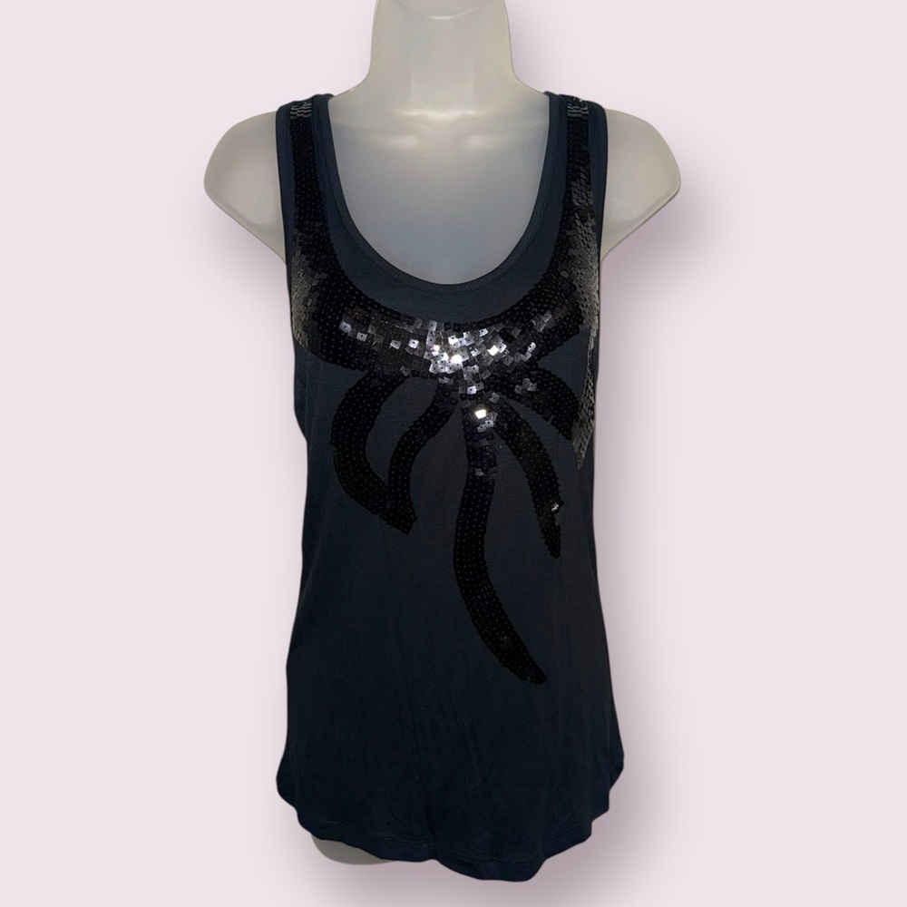 Miley Cyrus Max Azria Sequin Tank Top Black Sleeveless Size L NWOT